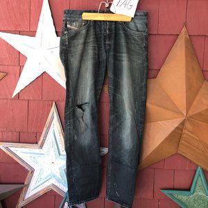 Diesel Braddom Regular Slim Tapered Wash 0884F Stretch Destroyed Jeans Sz 33x31